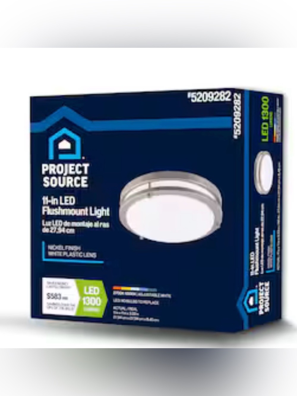 Hampton Bay 12 inch “Brushed Nickel” Flush Mount LED Ceiling Light - White Glass